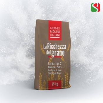 "La Ricchezza del Grano" type 2 Wholemeal Pizza Flour, 25 kg 