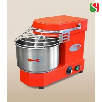 spiral kneaders to make pizza dough, 15kg - 100-230 rpm SPEED + reverse rotation - dimensions: 340mm (width) x 500mm (length) x 450mm (height); 230/50 V/Hz, power 1 Hp, weight of mix 17 Kg, volume of mix 18 Lt, weight of the machine 37 Kg