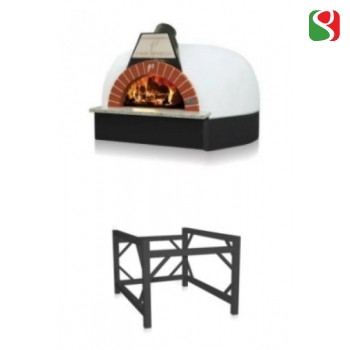 Professional Wood Oven for real pizza NAPOLETANA "Igloo 100", 4/5 pizzas at a time + metal base - oven 150,7 x 150,7 x h.105,4 cm + base 100 x 100 x h.80,7 cm - Net Weight: 1400 Kg