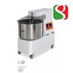 spiral kneaders to make pizza dough WITH 2 SPEEDS - dimensions: 400mm (width) x 700mm (length) x 680mm (height); 230-400/50 V/Hz, power 1 Hp, weight of mix 17 Kg, volume of mix 22 Lt, weight of the machine 65 ca. Kg