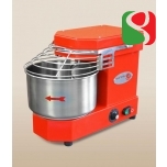spiral kneaders to make pizza dough, 15kg - 100-230 rpm SPEED + reverse rotation - dimensions: 340mm (width) x 500mm (length) x 450mm (height); 230/50 V/Hz, power 1 Hp, weight of mix 17 Kg, volume of mix 18 Lt, weight of the machine 37 Kg